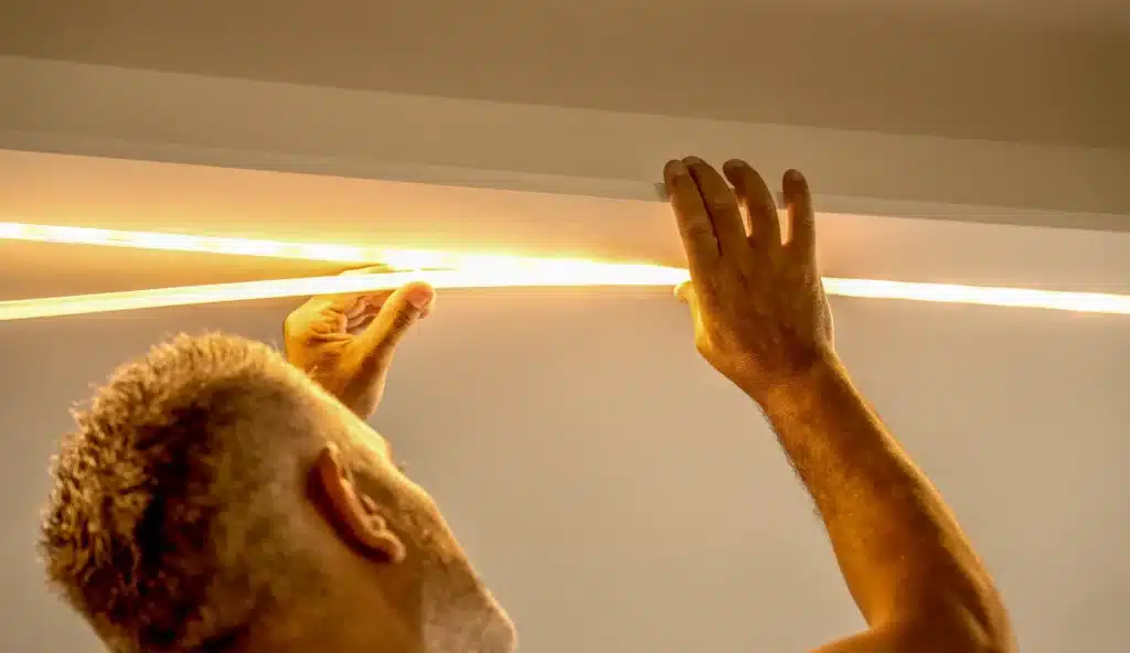 LED light strips are easy to install and you can cut them to the length you need. 